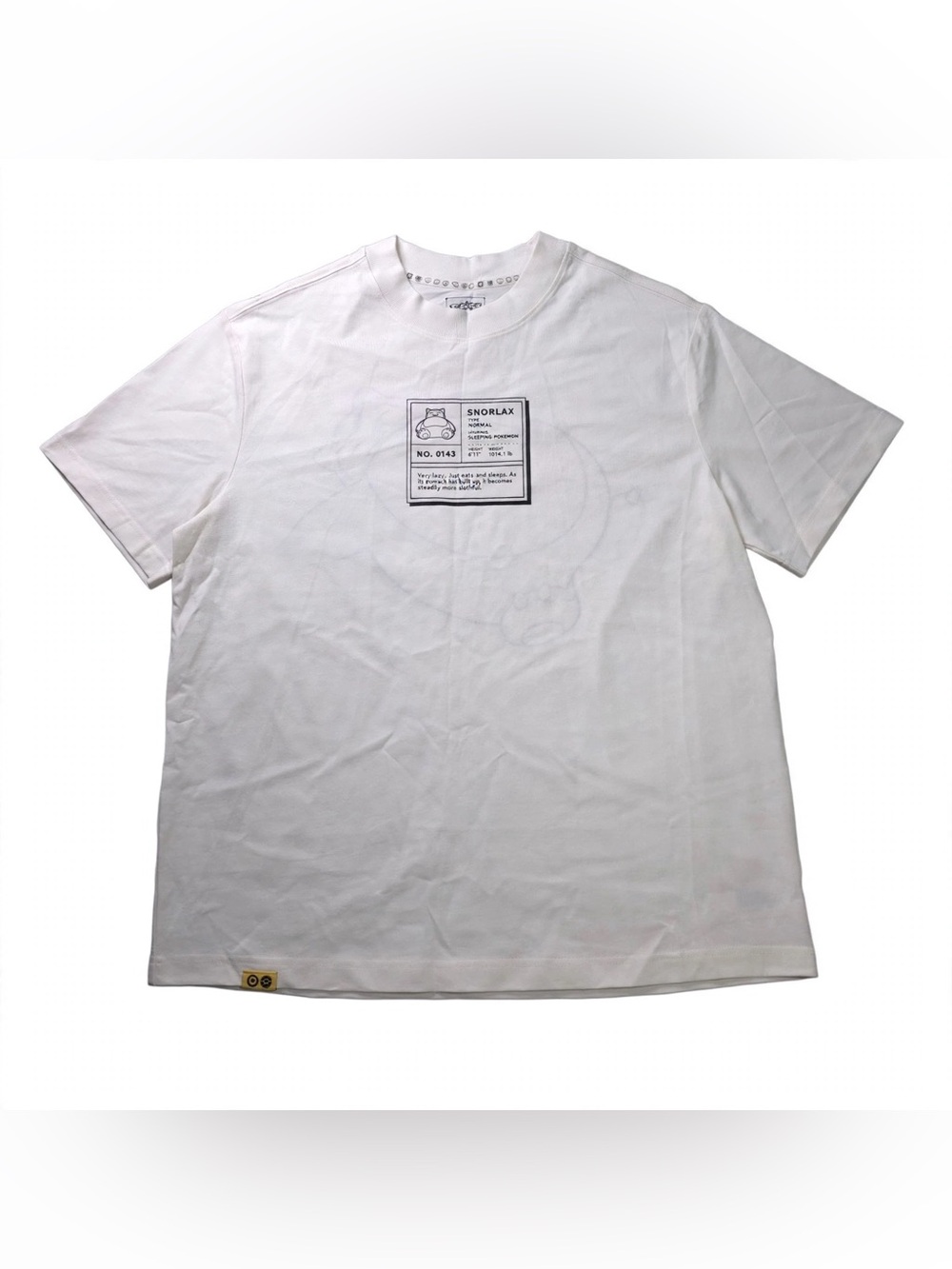 Pokemon Snorlax T-Shirt Mens S White Pokedex Card Graphic
